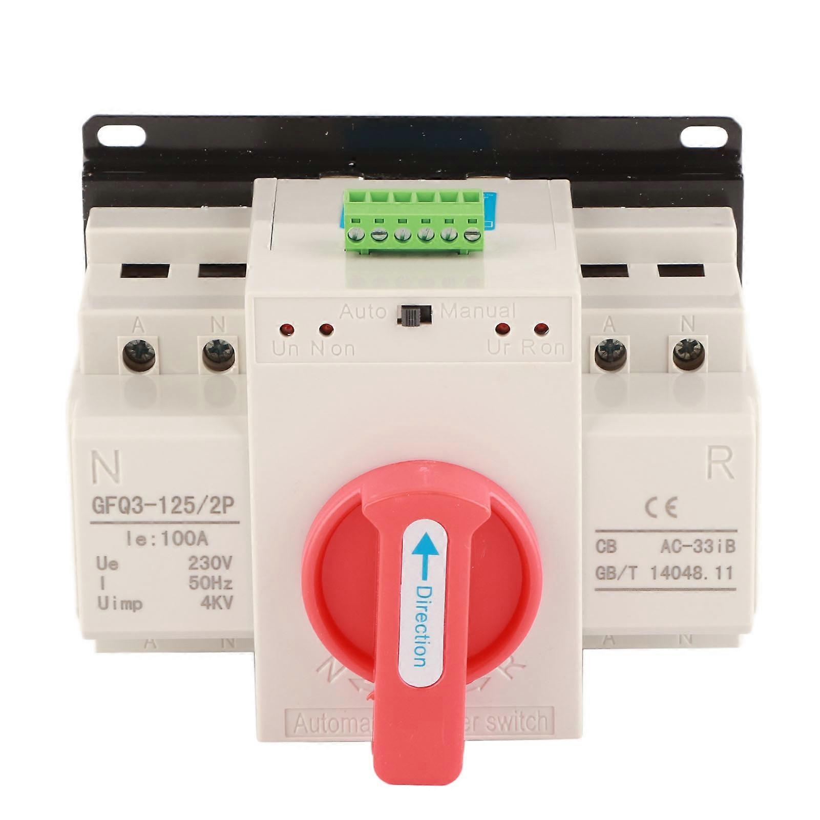 Dual Power Automatic Transfer Switch AC230V 100A 2P ATS Mini Generator Changeover Switch NO.5262
