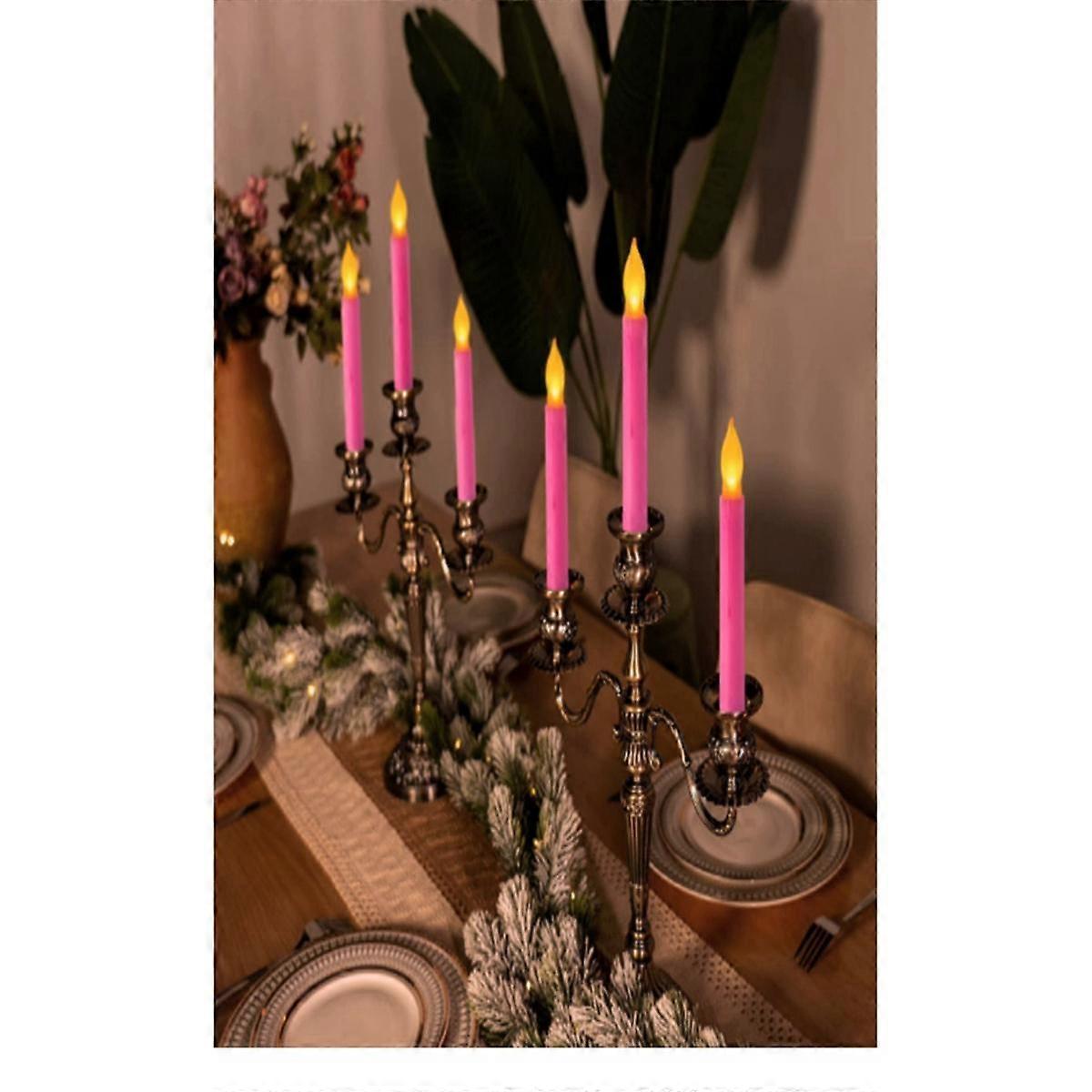 Simulation Flameless LED Candle Light Long Pole Tear Candle Birthday Colorful Shell Yellow Flash De
