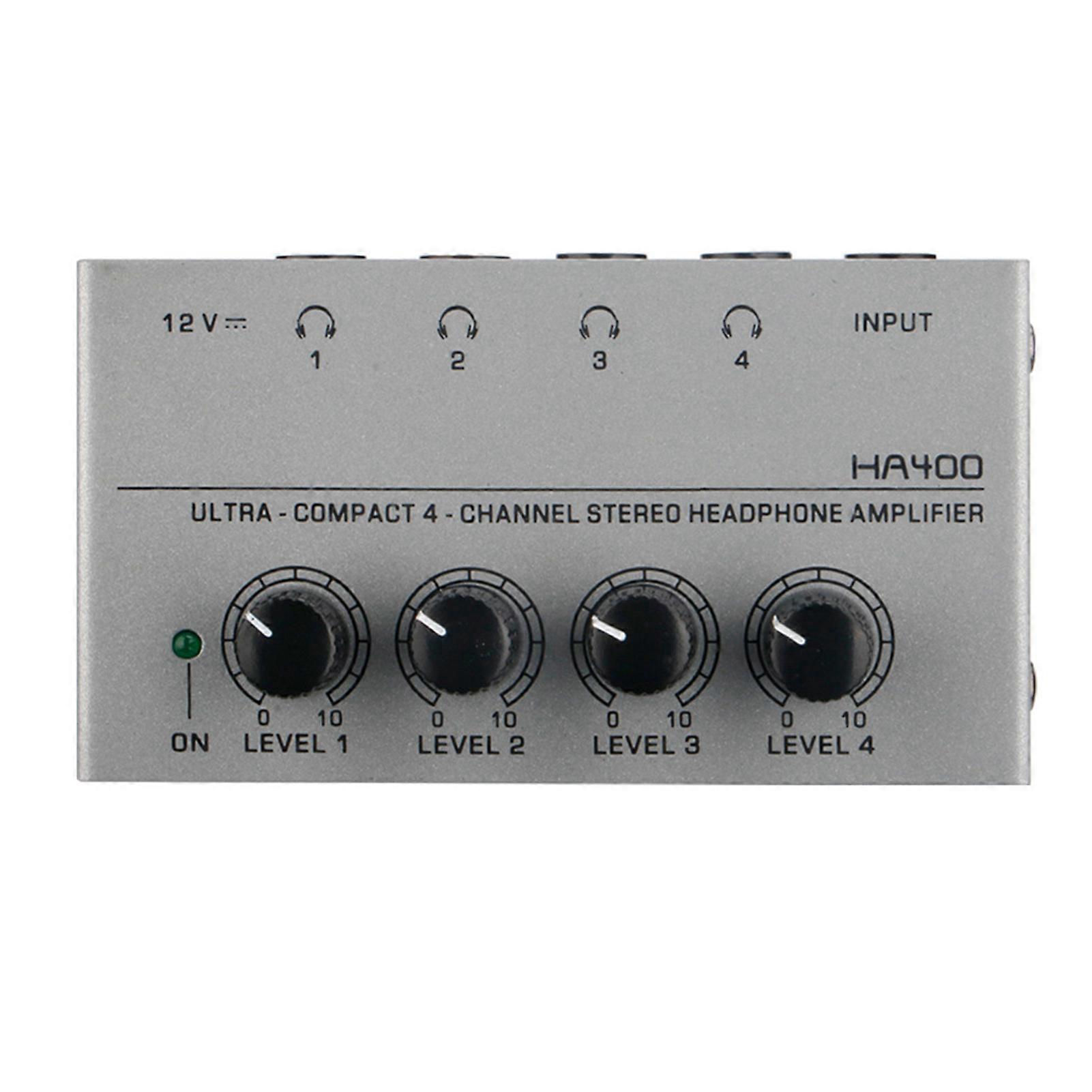 Headset Amplifier 4-Way Earphone Headphone Power Amplifier Four Knob Adjustable