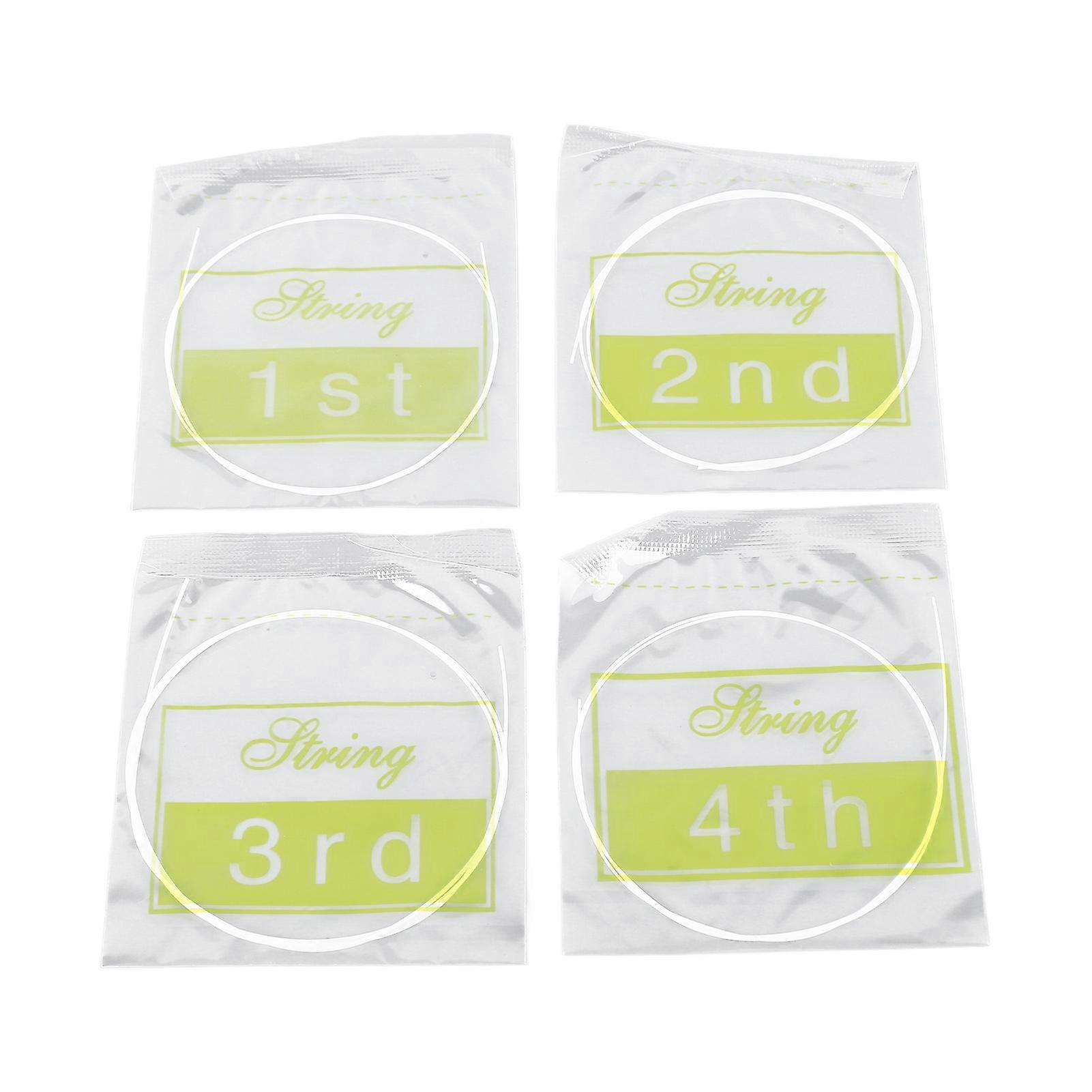 4Pcs Ukulele String Set Nylon Clear Bright Sound Easy Install Instrument String for Repair White