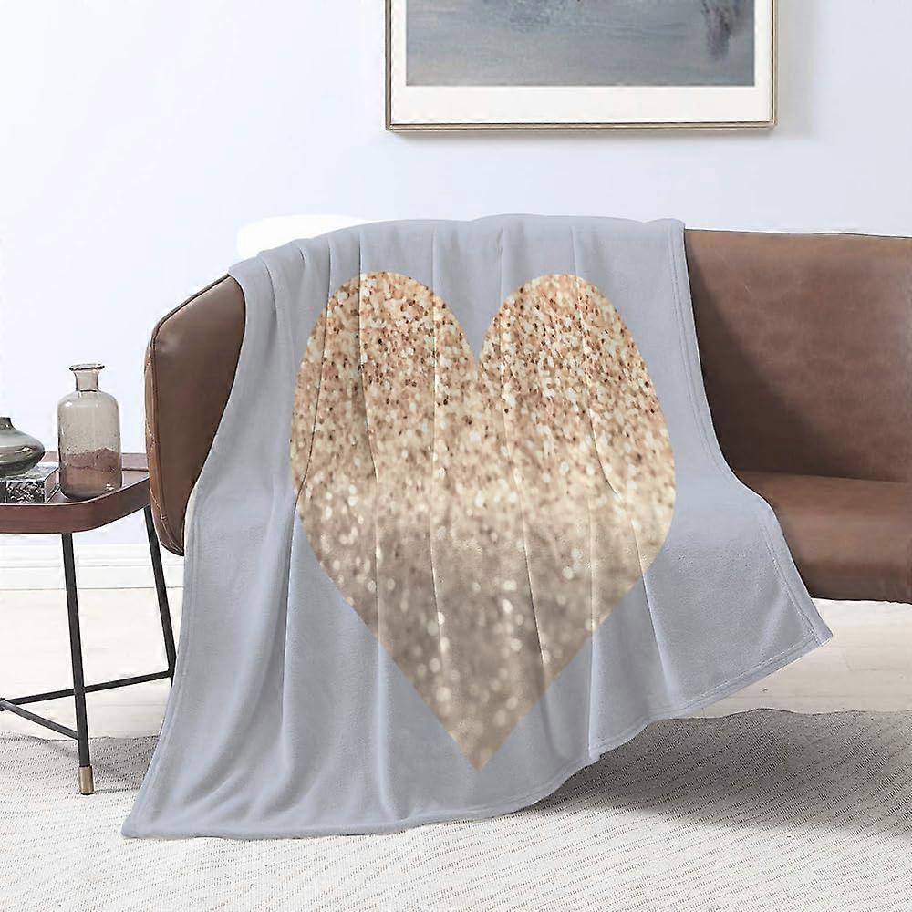 flanellfiltar, paljetter Silver Vitt hjärta, plädar för soffa fluffig filt säng kasta f sovrum, soffa, sovrum tillbehör 72x104in
