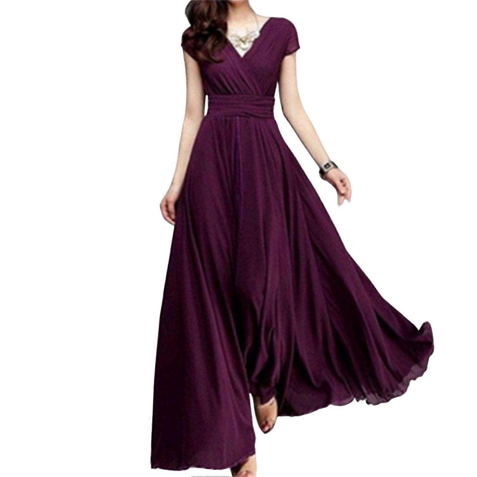 Women\'s Casual Chiffon Dress V Neck Evening Dress Wedding Guest Dresses for Outdoor Daily Outfit | Fruugo NO Women\'s Casual Chiffon Dress V Neck Evening Dress Wedding Guest Dresses for Outdoor Daily Outfit | Fruugo NO