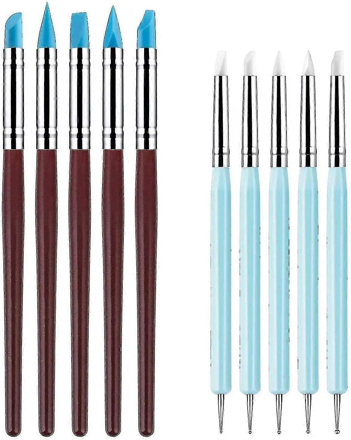 10 Pcs Silicone Polymer Clay Sculpting Tool Pen Rubber Tip Color Shaping Wipe Out Carving