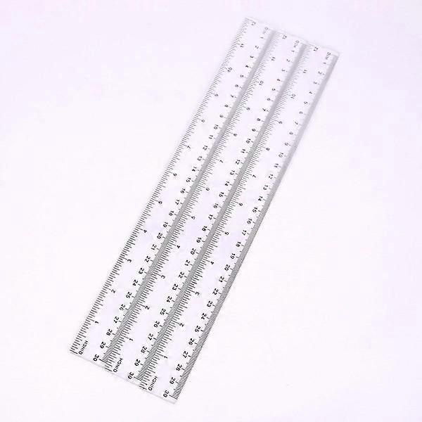 12-Inch Clear Plastic Rulers, Pack of 3 - Drafting Tools