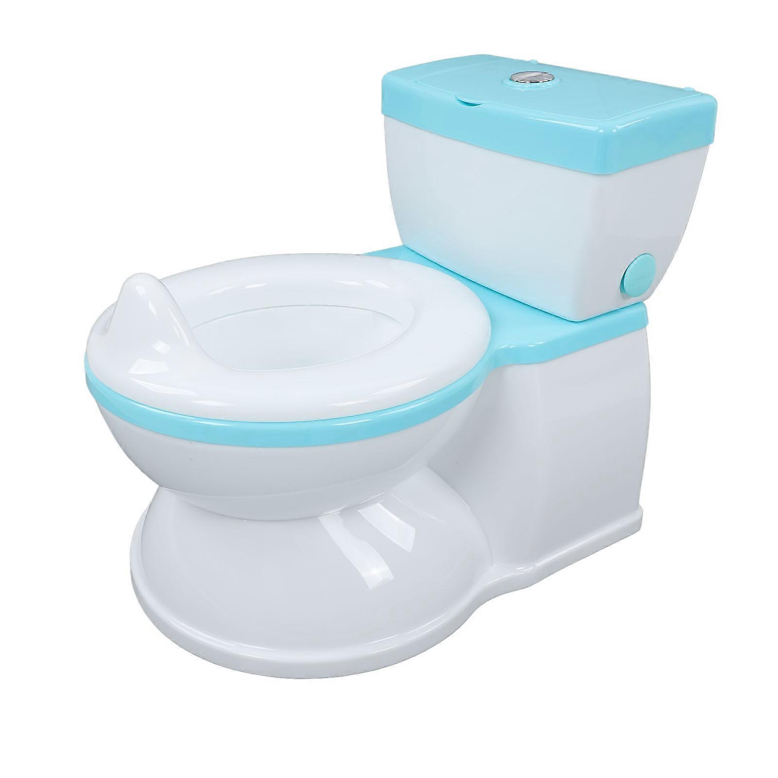 Potty Training Toilet Multifunction Simulation Movable Vivid Flushing Sound Toddler Toilet Seat with Toilet Paper Holder Blue