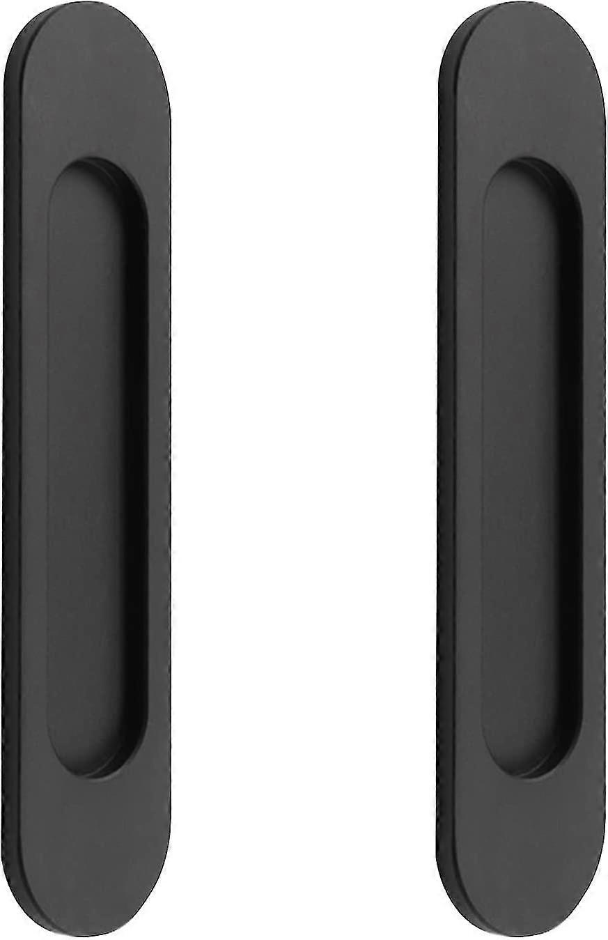 مجموعة من 2 ذاتية اللصق ماتي سبائك الألومنيوم الأسود البيضاوي انزلاق مقابض الأبواب لا اللكم لانزلاق أبواب الحظيرة والنوافذ والخزائن