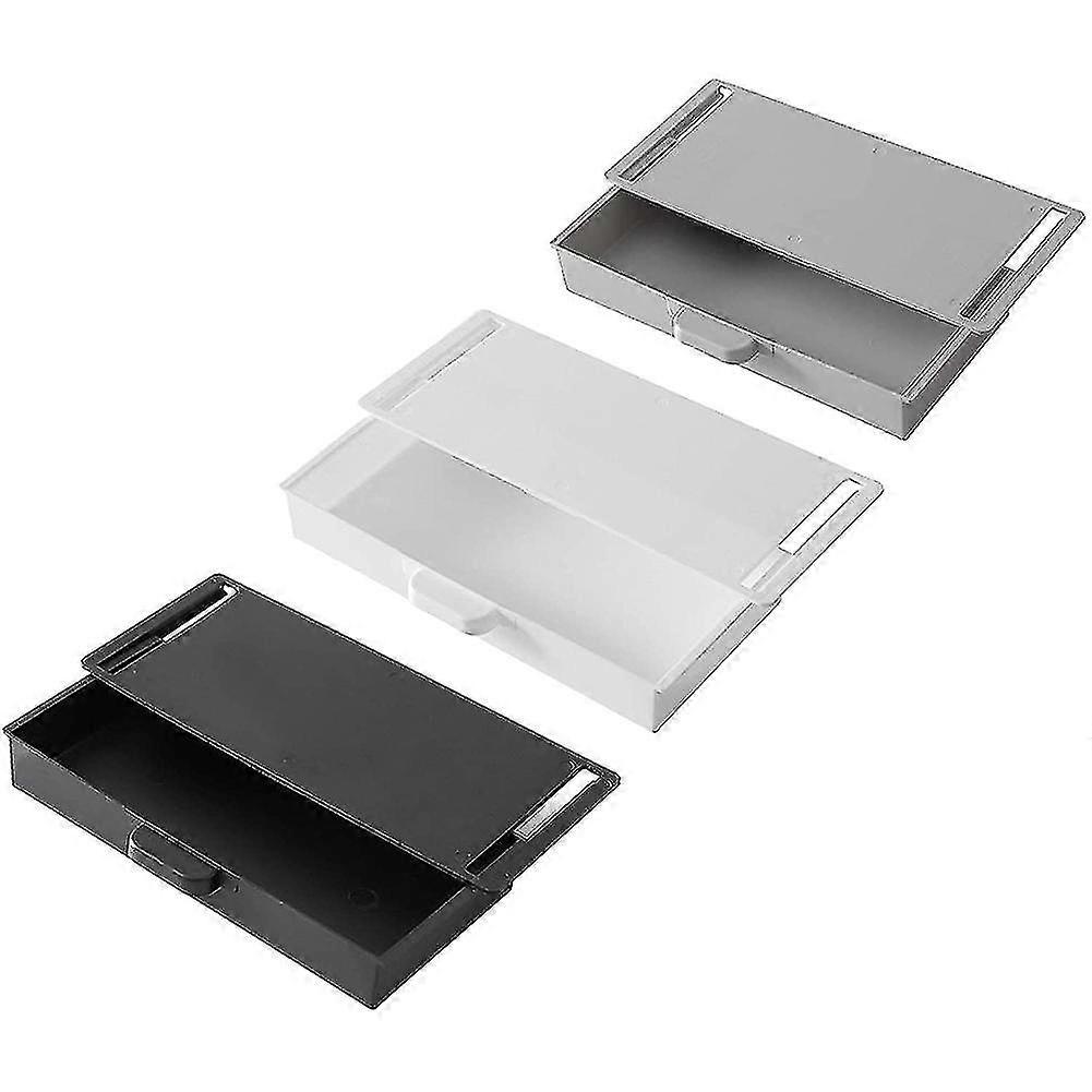 3pcs Drawer Storage Box Self-adhesive Storage Box Punch-free Stationery Storage Box Hidden Statione