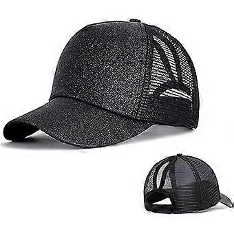 Gorra de visera, gorra de cola de caballo con purpurina de verano sombreros de malla gorras deportivas ajustables casuales gorra de béisbol para mujeres niñas