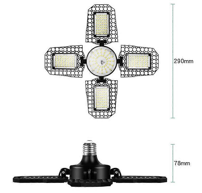 Ceiling Light120W 6000K Adjustable 4+1 Panel Deformable Garage Lamp