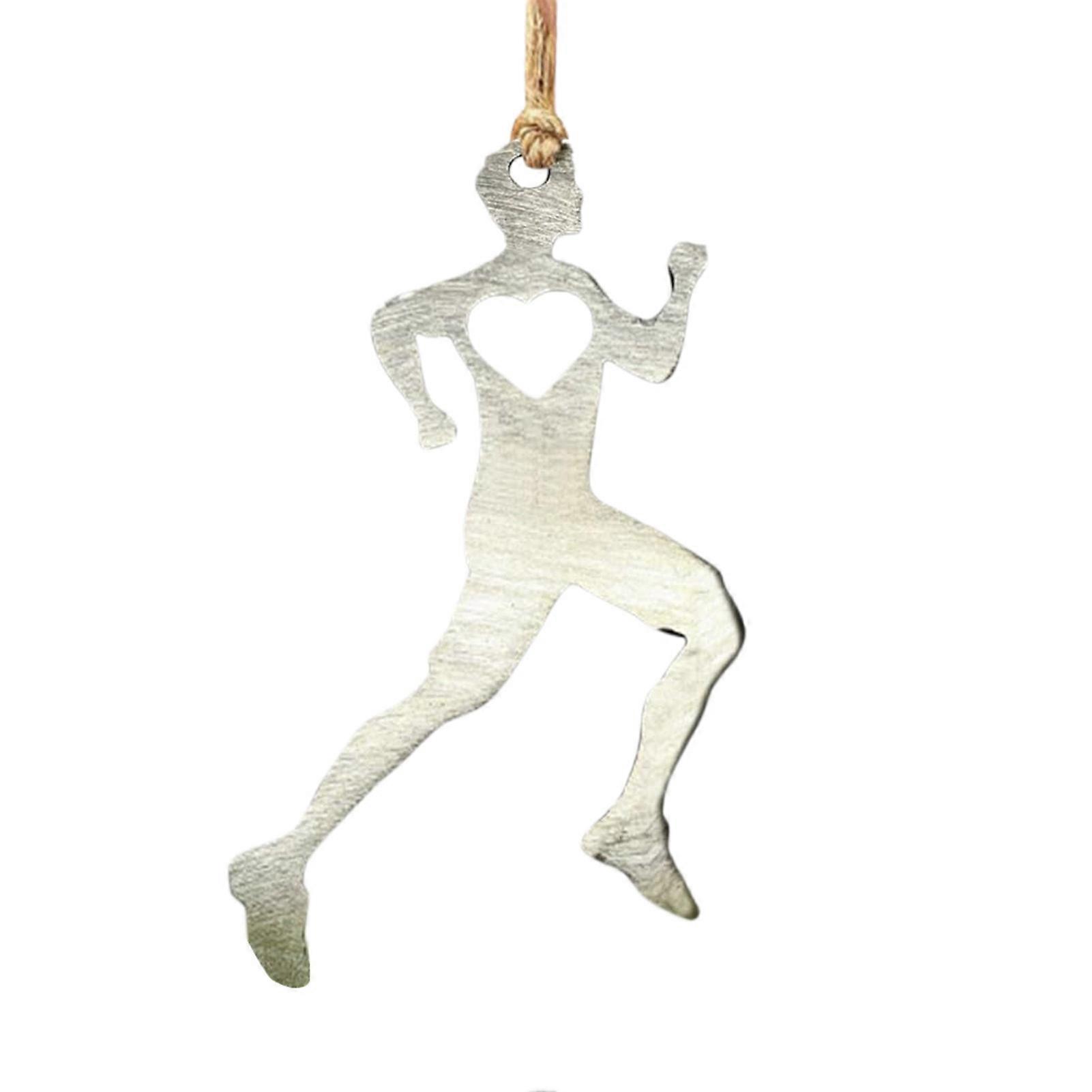 Men Women Runner Snowman Hanging Decoration Hollow Love Heart Heavy Duty Metal Craft Running Boy Girl Ornament Pendant Sports Enthusiast Gift
