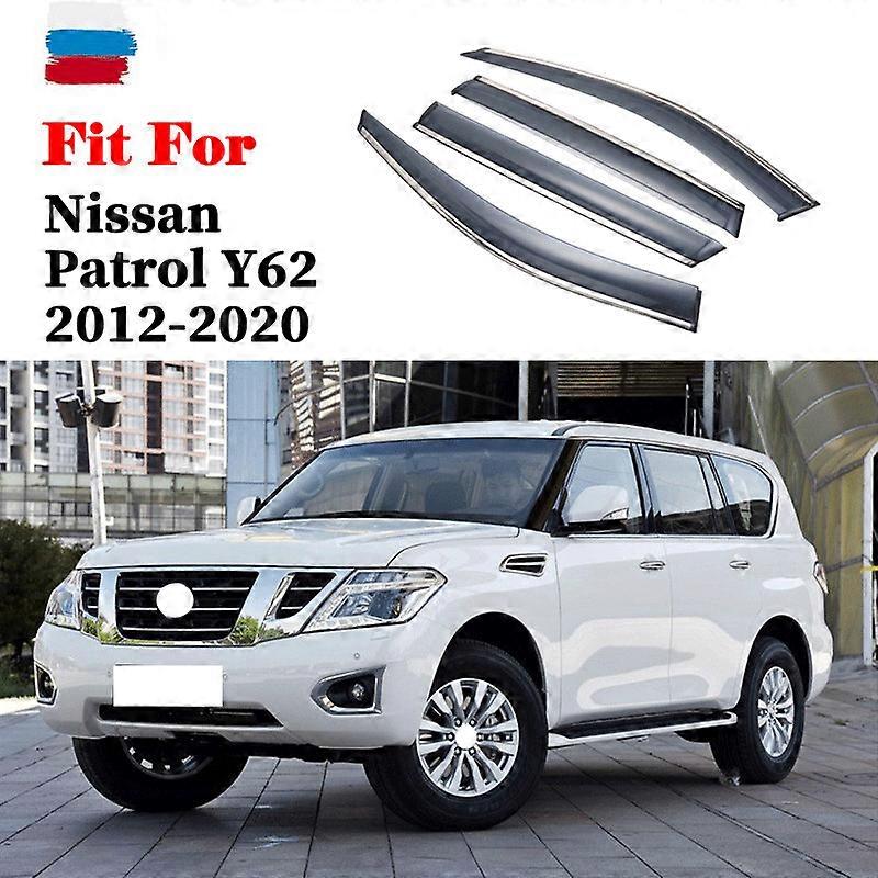 Side Window Deflectors For Nissan Armada 2017-2025 - Smoky Black Rain Guards, No-Drill Install