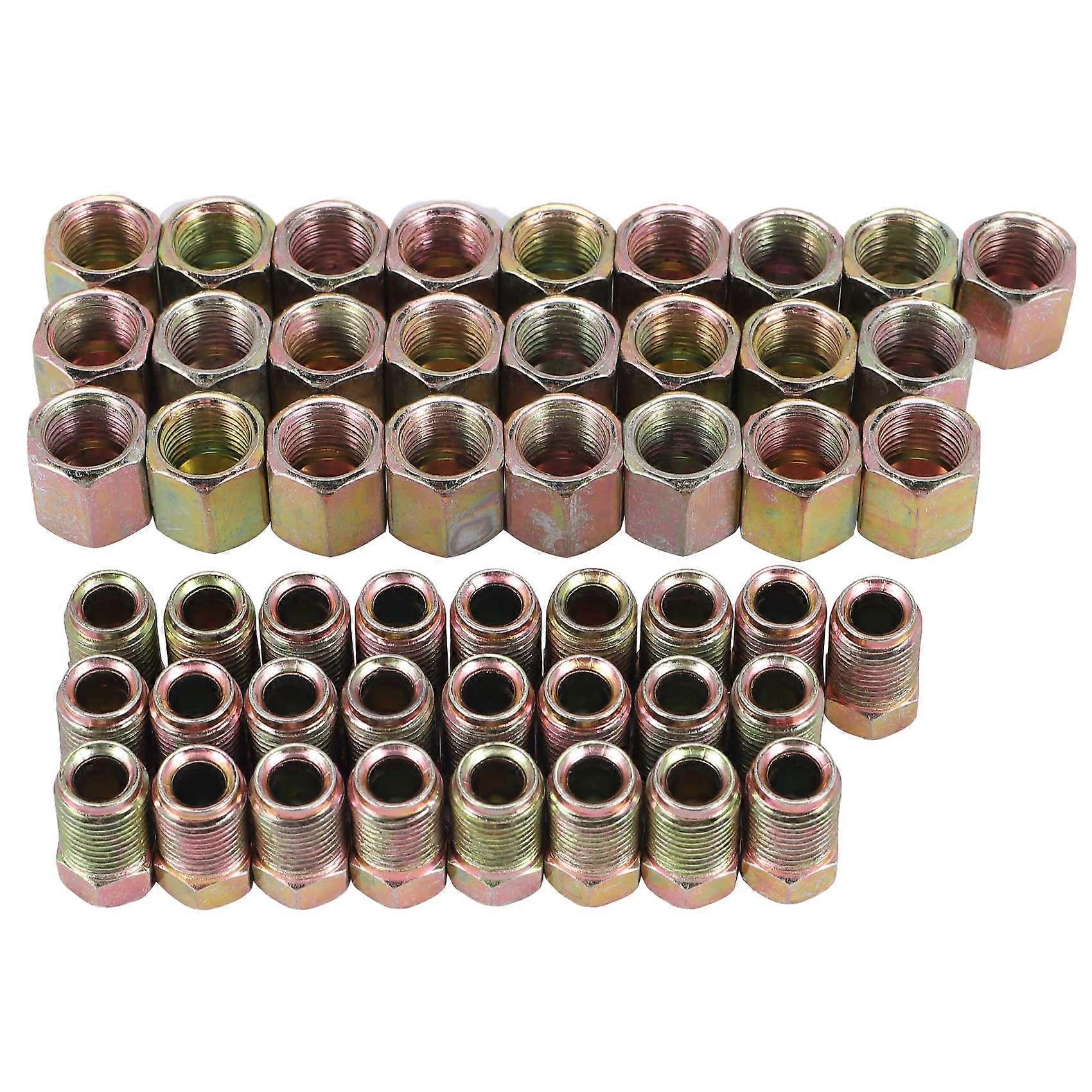 50Pcs Male / Female End Brake Pipe Screw Nuts M10 x 1mm 3/16Inch OD Copper Brake Tubes Line Pipe Fi