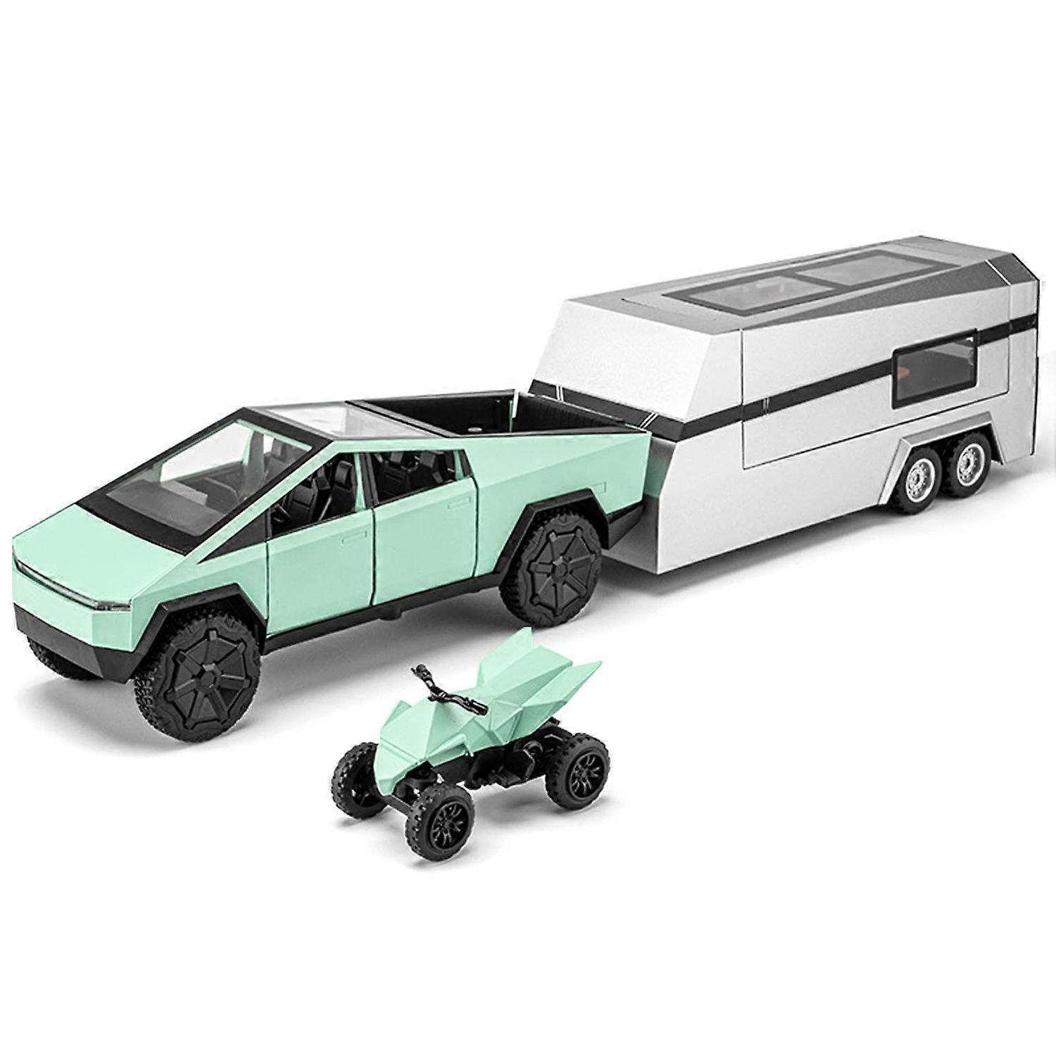 Diecast Tesla Cybertruck with Detailed RV & Openable Components