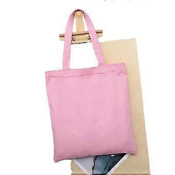 Mote Solid Color Canvas Shopper Bag Stor kapasitet DIY skulderveske, 1pc-rosa