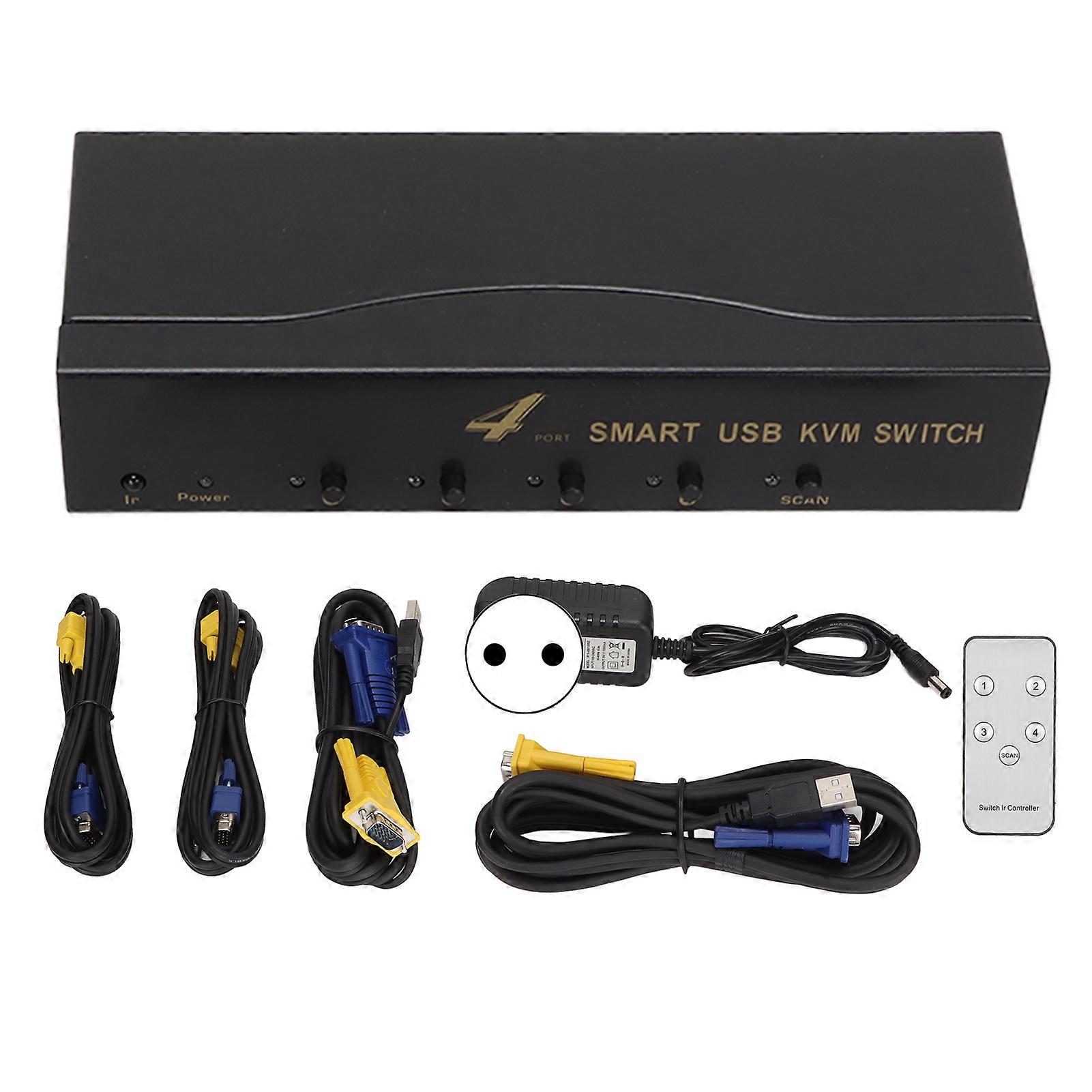 Switch KVM VGA 1920 x 1440 Risoluzione 2 modalità di commutazione 4 Connettore USB Switch VGA 100?240VEU Spina