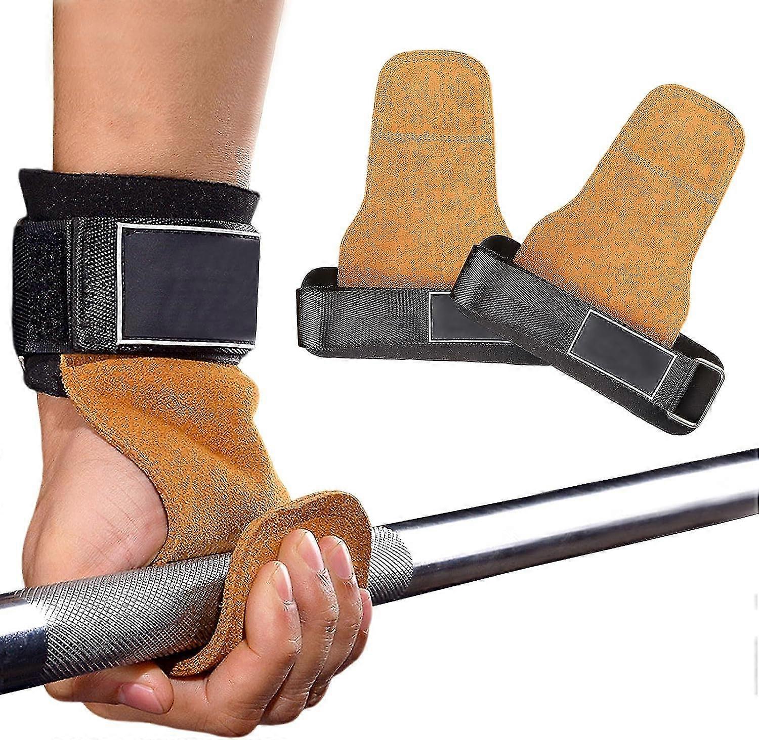 Lær løftestropper polstret vektløfting stropper raskt grep makt trekke hjelpemidler styrketrening løfte grep håndstropper heavy duty markløft stropp