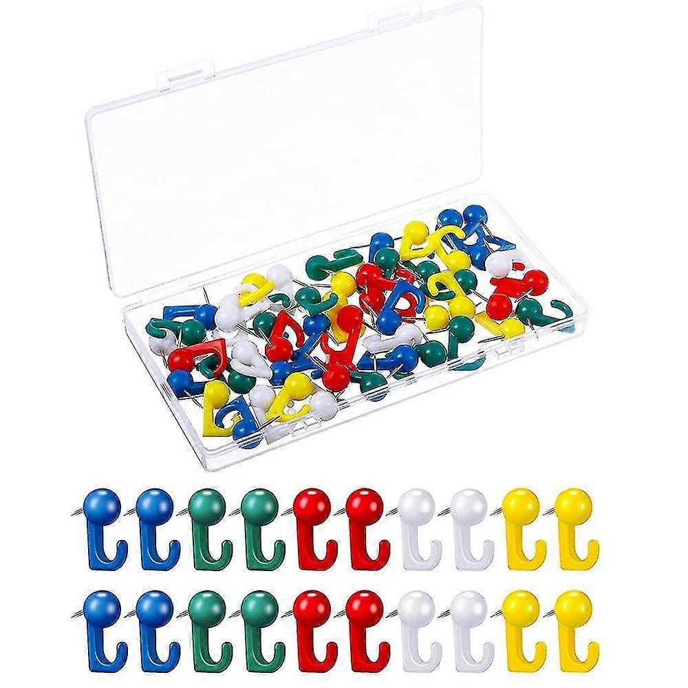 50Pcs Push Pin Hooks Plastic Push Pins Wall Hook Thumb Tacks Marking Pins for Cork Board Map Photos