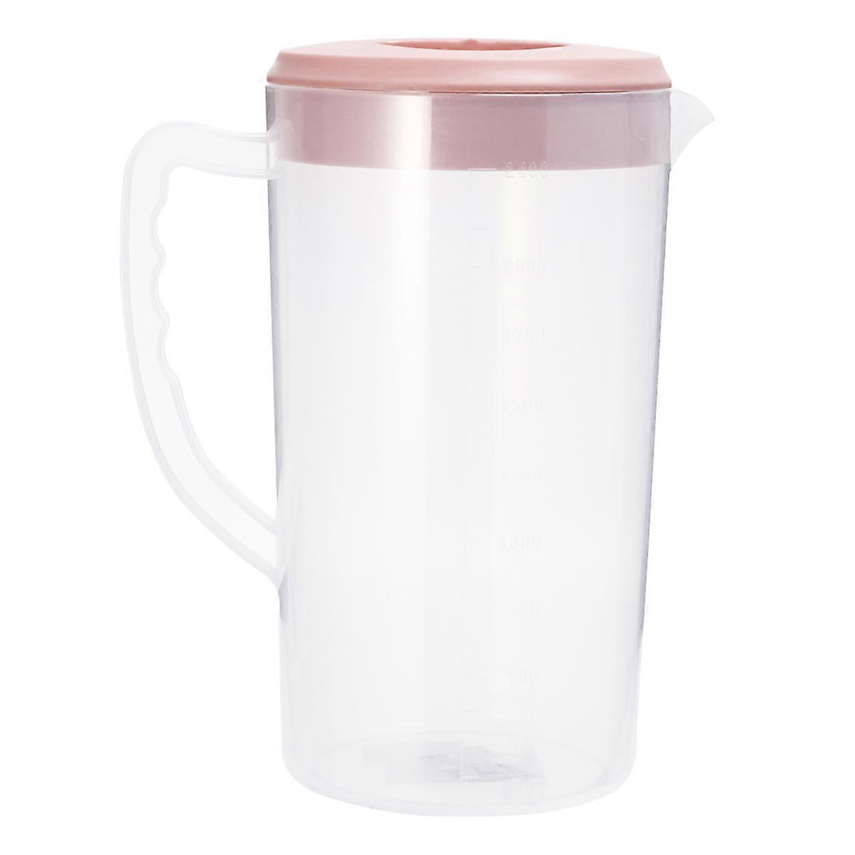 2600ML Large Capacity Beverage Storage Container Heat Resistant Cold Water Jug Plastic Juice Pitcher Household Teapot Kettle(Pink)