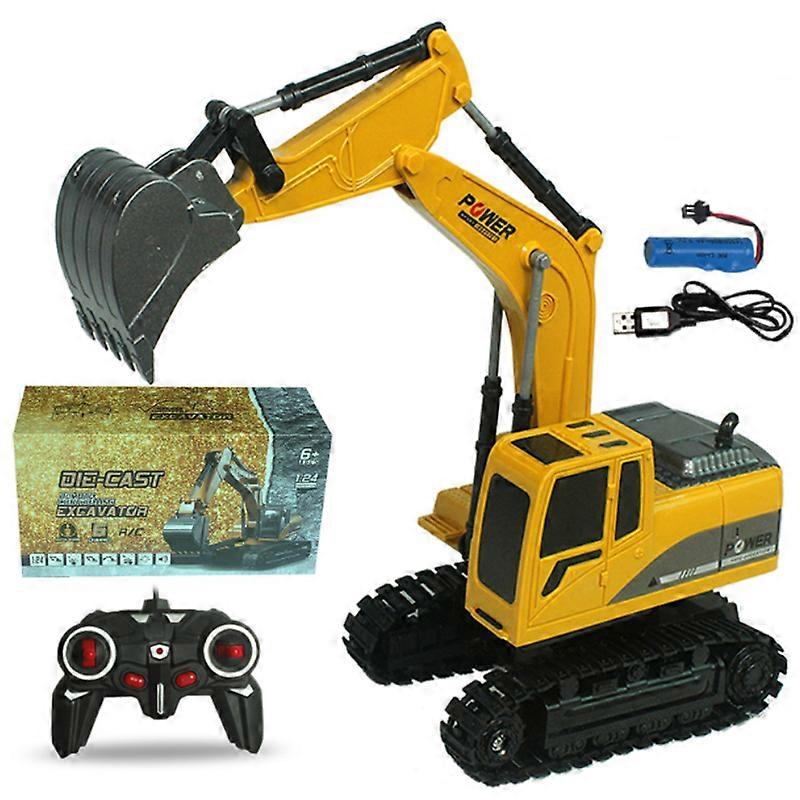 Children's remote control excavator toy, movable wheels, rotating base, movable