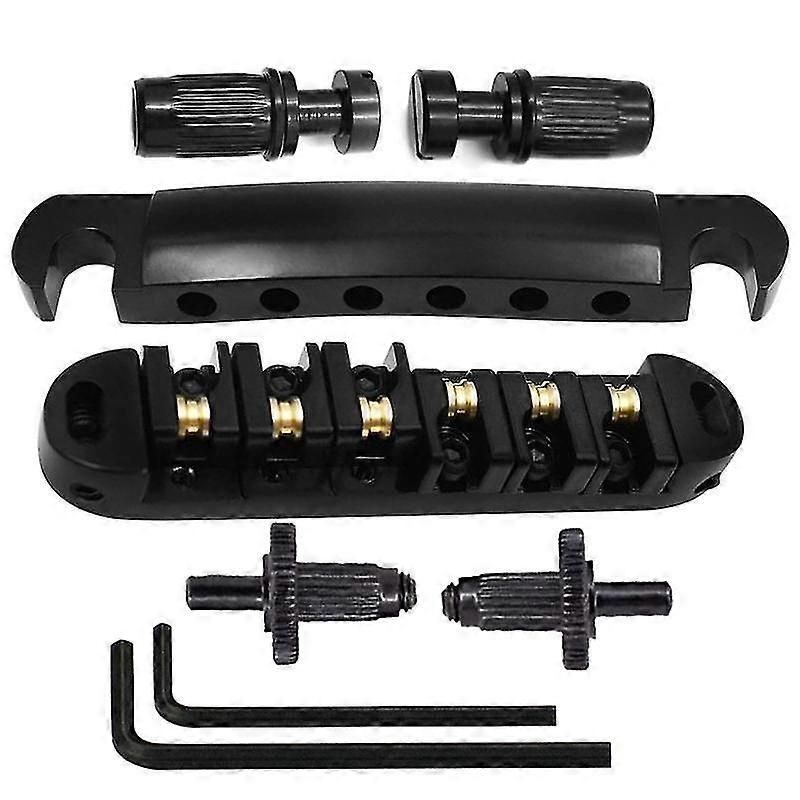 1 6 Strings Guitar Tune-o- Bridge And Tailpiece With Posts For Sg Lp Electric Guitar,black