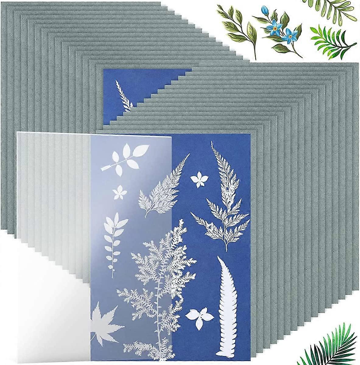 Camouflage net  Cyanotype Paper High Sensitivity Sun Print Paper Nature Printing Paper with PVC Press Plate 15 x 21cm Paper Solar Drawing Paper for Ki