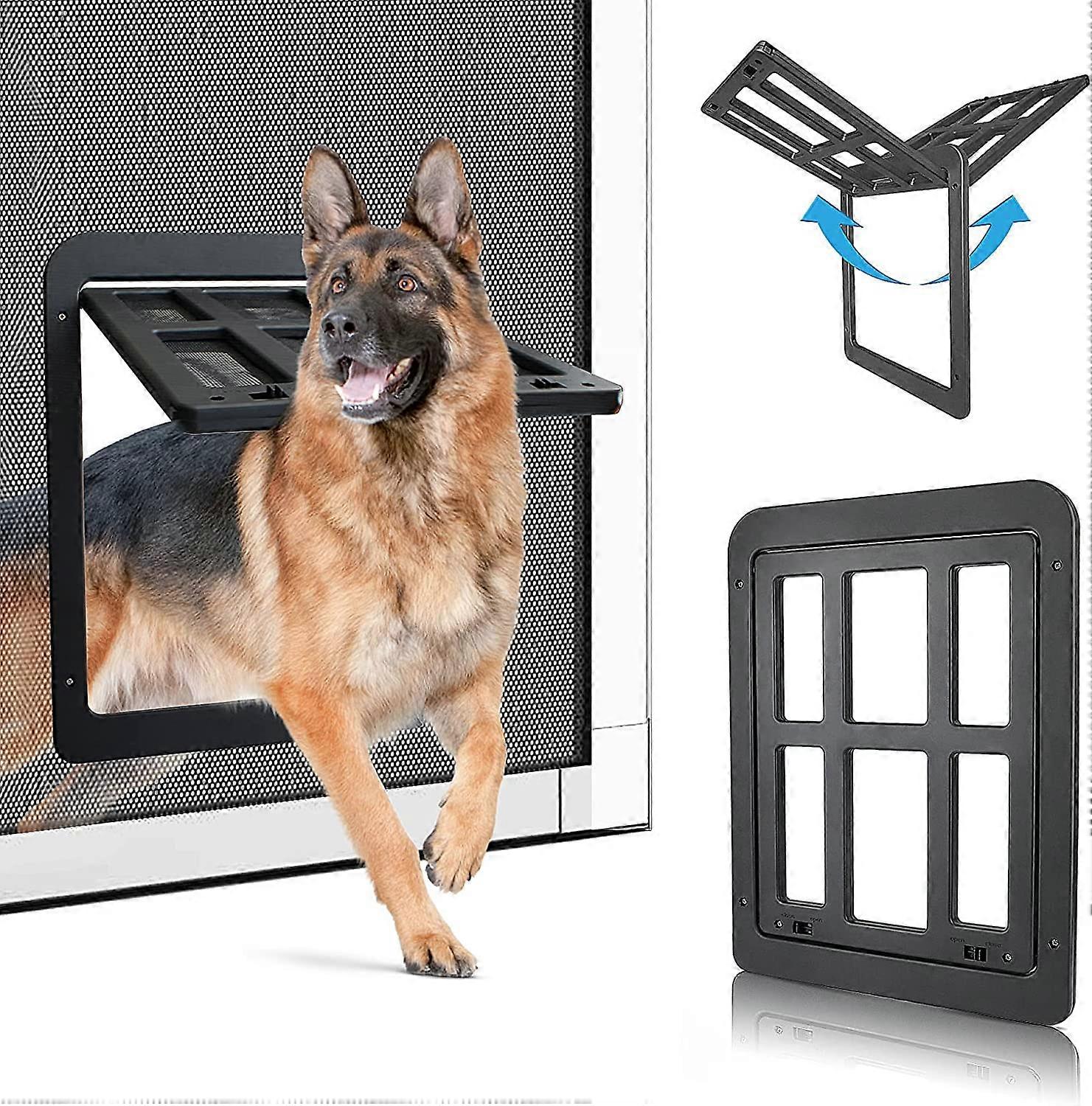 Dog Cat Flap, Magnetic Pet Door, Easy Installation Cat Door Cat Flap Mosquito Net (34cm x 44cm)