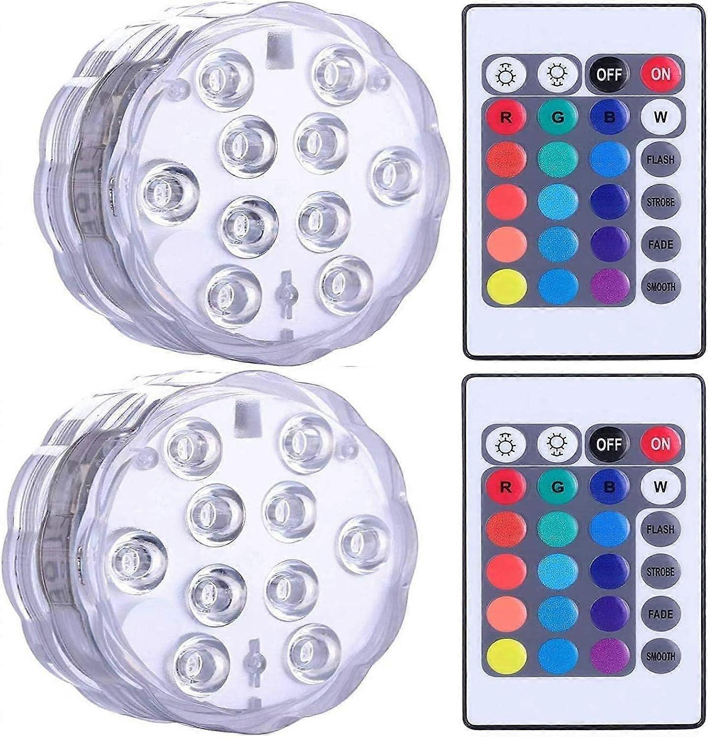 Submersible LED Light - Waterproof Spa LED Submersible Lamp - Underwater LED Lights with 2 Remote Controls - for Vase Bases, Aquariums, Parties, Decor