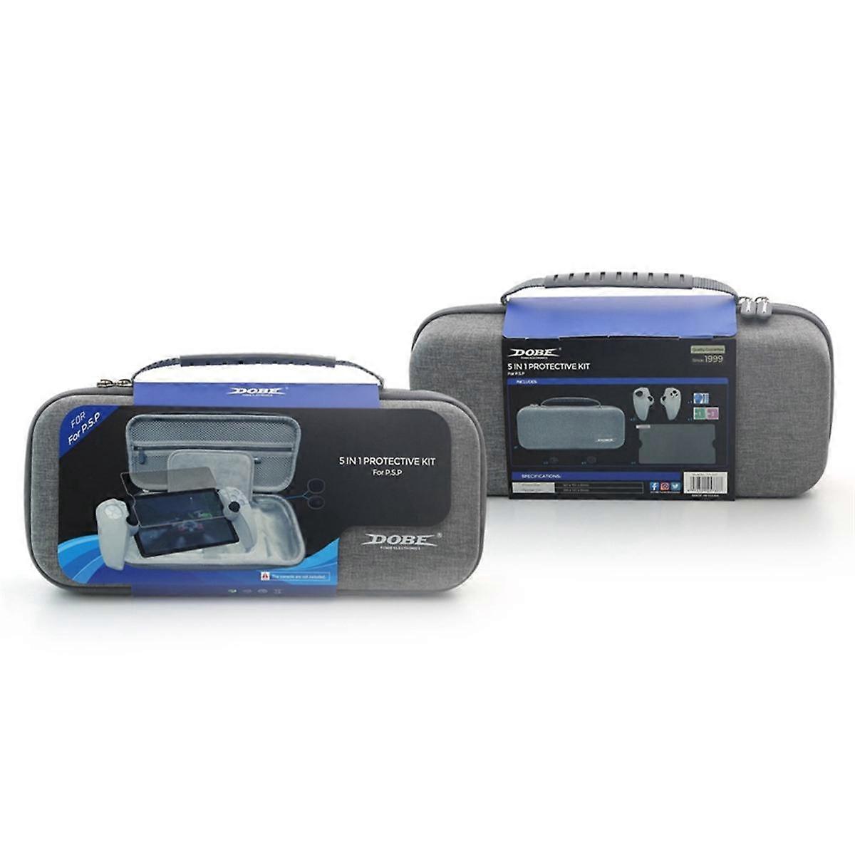 for Portable Handheld EVA Storage Bag Tempered Film + Split Silicone Case + Rocker Cap 5-In-1 Multifunctional Set