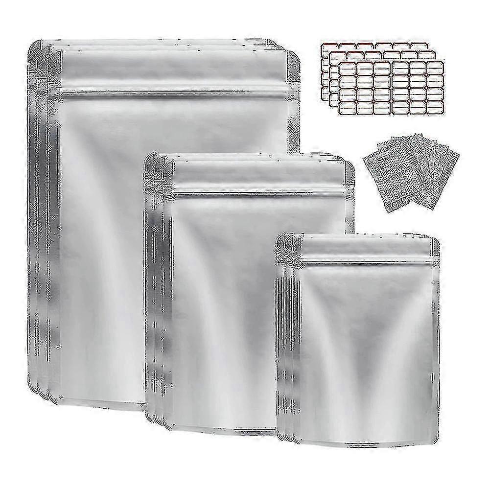 50 Pack Mylar Bag For Food Storage With Oxygen Absorber Resealable Grains Nuts