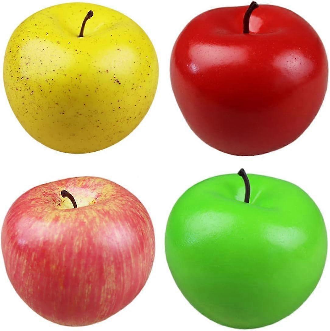 4Pcs Artificial Lifelike Green Apple Models for Decoration