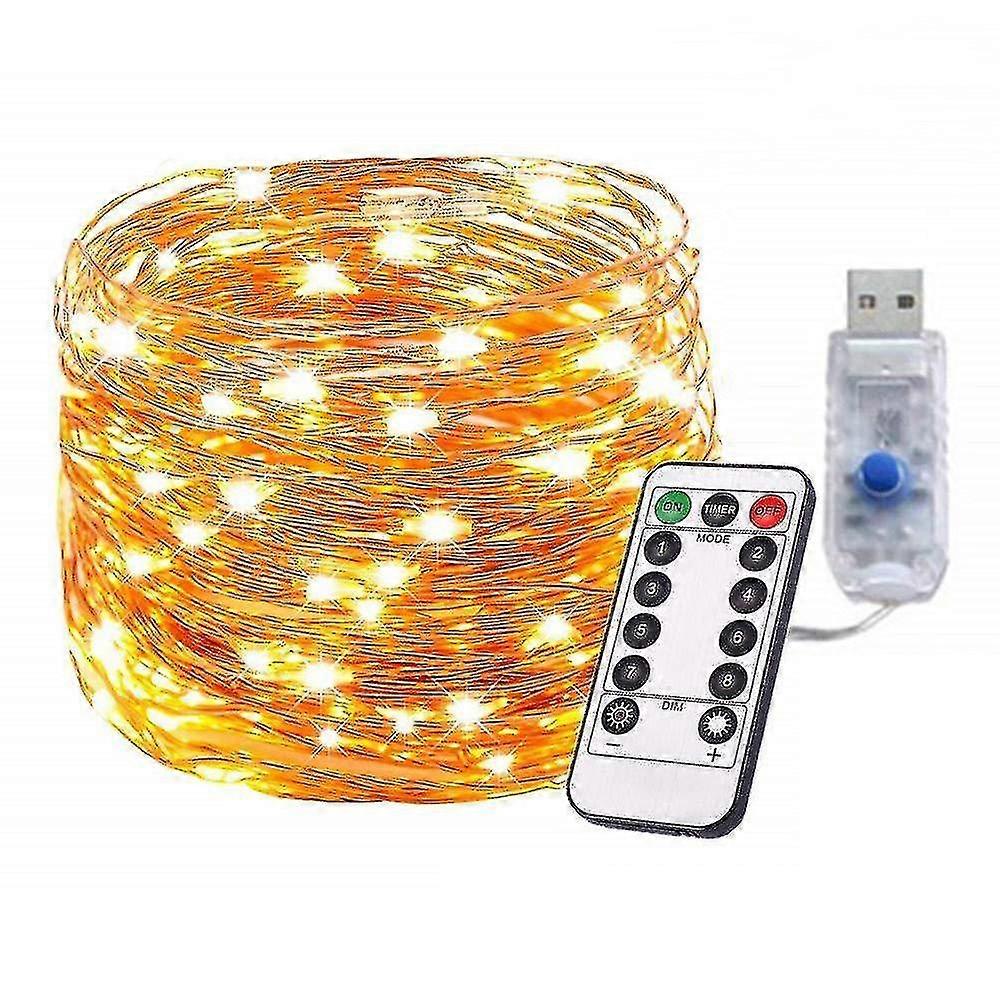 Battery Powered String Lights, 33 Feet 100 Led 8 Mode String Lights With Remote Control For Garden Yards
