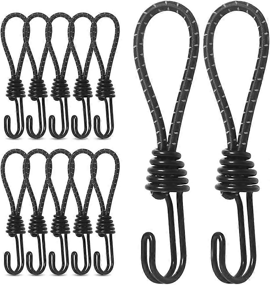 Bungee Cords with Hooks, 12 Pcs Tarp Bungee Cords Universal Bungee Cords with Clips for Bungee Strap, Tarps, Posters, Tarp Holder, Tarp Rubber, Rubber