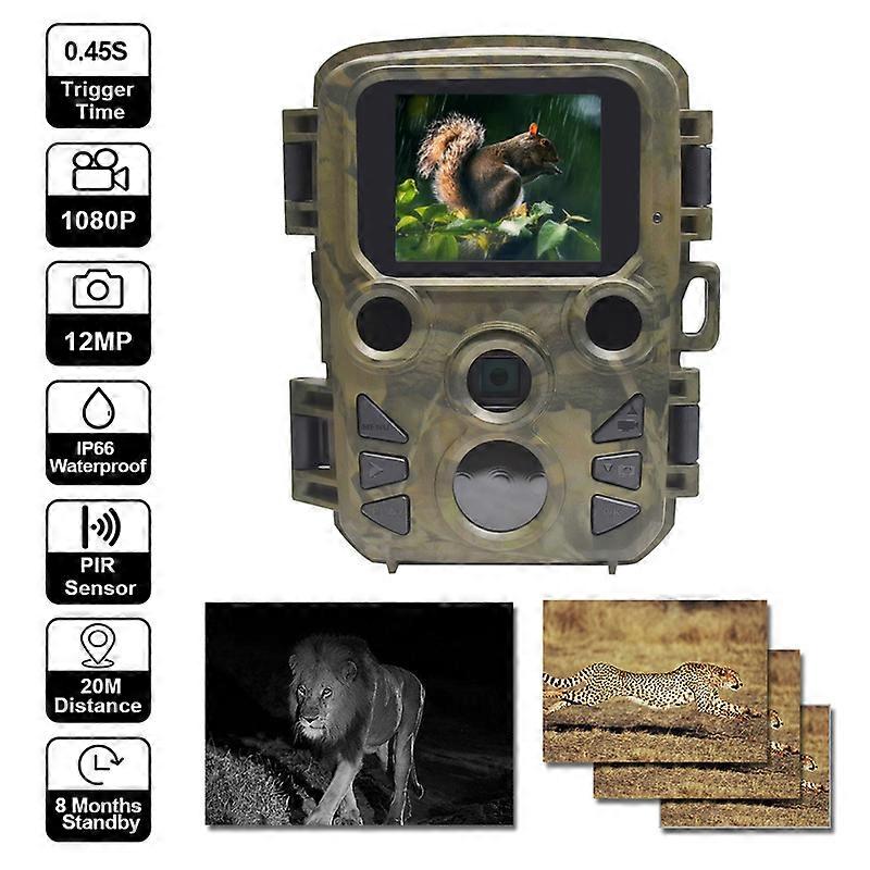 Mini Trail Camera 12MP 1080P Chasse Caméra Game Photo Trap 0.45s Motion Wildlife Cameras Vision nocturne infrarouge IP66 étanche