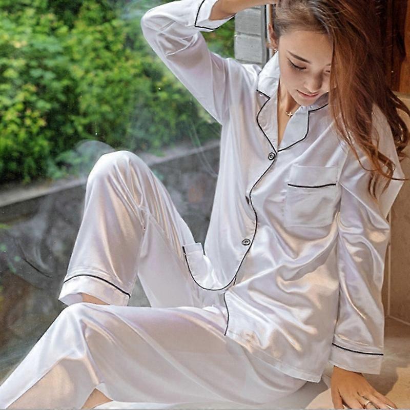 Damer Silk Långärmad Byxor Pyjamas Set