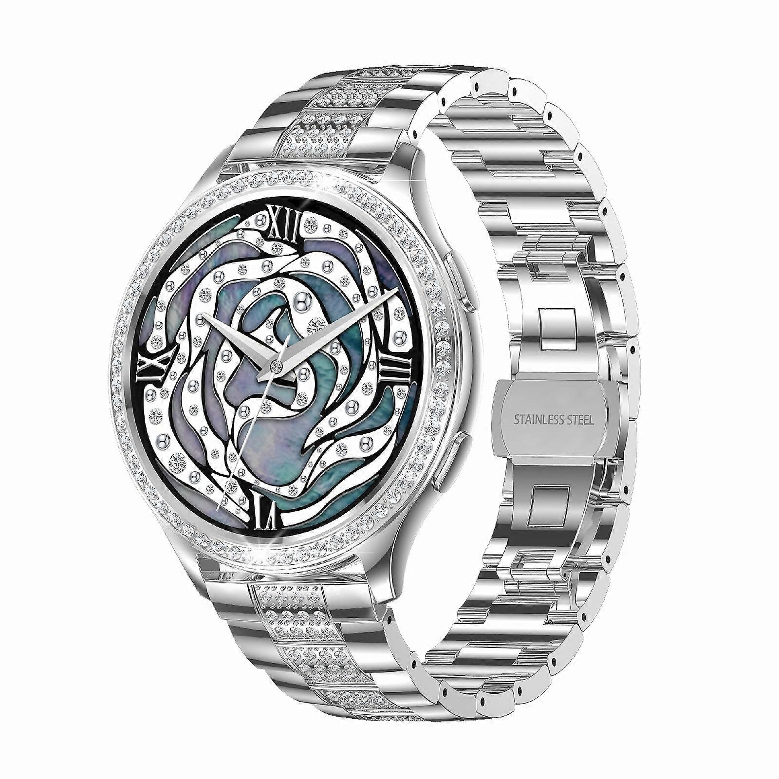 AK53 IP67 1,32 polegadas Relógio inteligente com pulseira de aço pérola