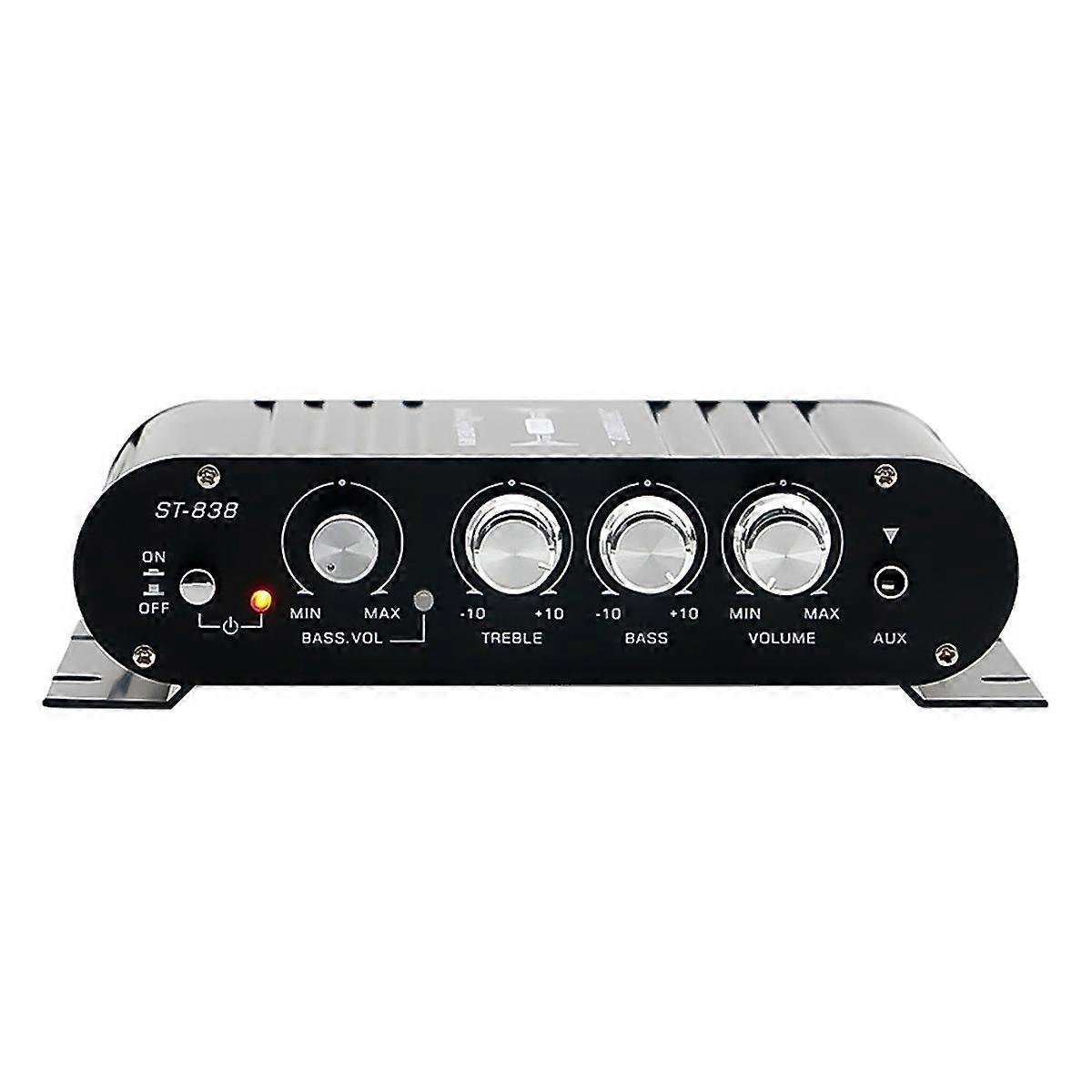 -838 HiFi 2.1 Channel Power Amplifier 80Wx2 Stereo Bass Sound Amp with Subwoofer Output Home Audio