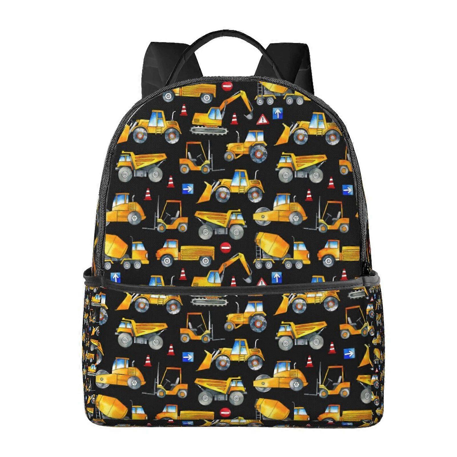 Construction Trucks Pattern Backpack,Large Capacity Travel Backpack,Laptop Backpack,Water Resistant Backpack For Women Men 1
