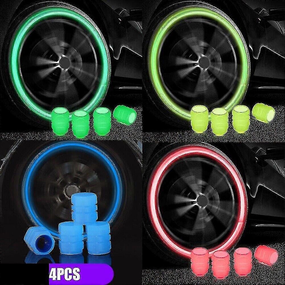 Tire Valve Cap Luminous Car Vehicle Wheel Prank Valve Caps Glow D Cover 4pcs/set