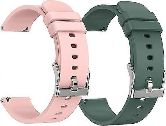 Green + Pink - 20mm Smartwatch Replacement Strap, Skin Friendly Silicone Quick Release, Smartwatch Strap