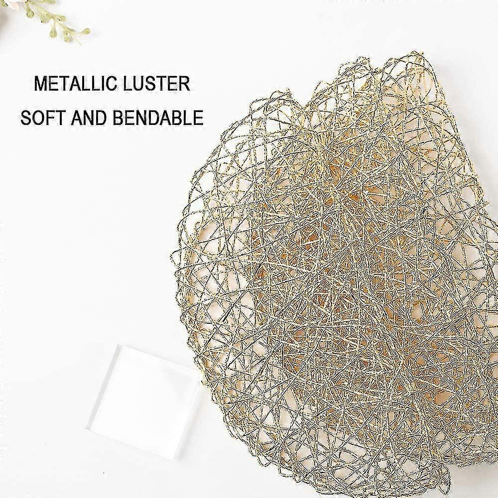 Gold Round Placemats For Dining Table Set Of 6 Non-slip Woven Heat Resistant Circle Table