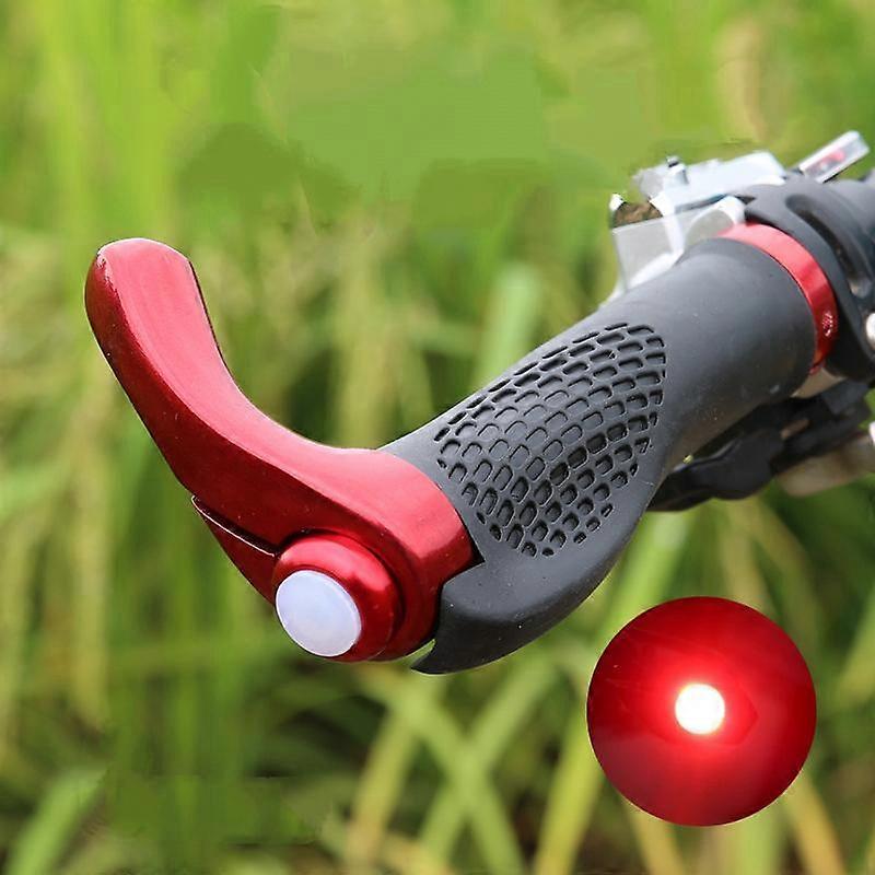 Mountain bike rubber horn vice handle bicycle handlebar handle accessories folding handlebar light (S-1014-red-with light)