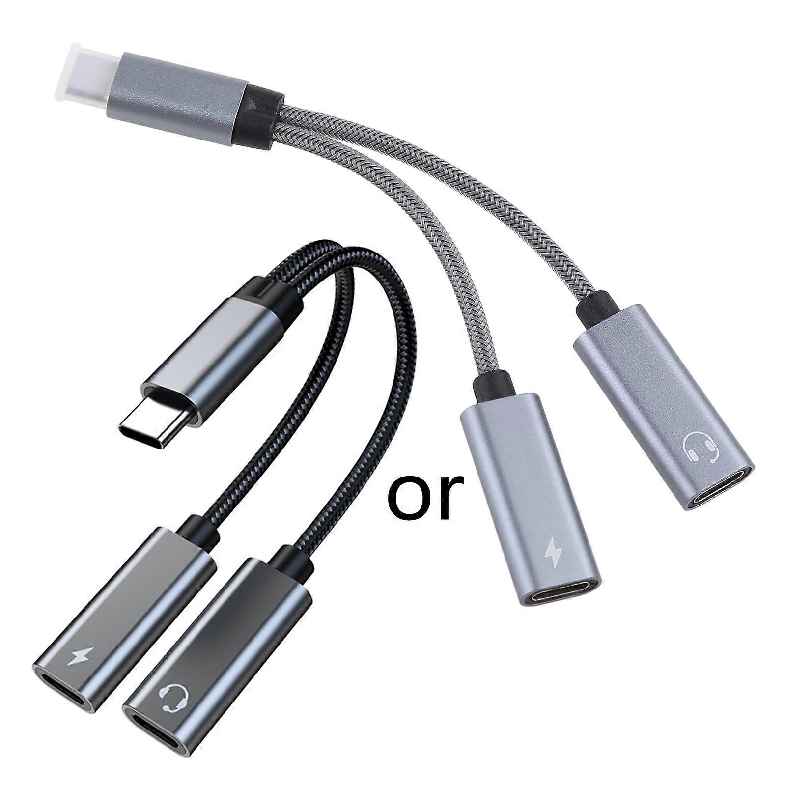 محول من النوع C 2 في 1 مقسم USB C إلى USB C Jack كابل صوت سماعة الأذن