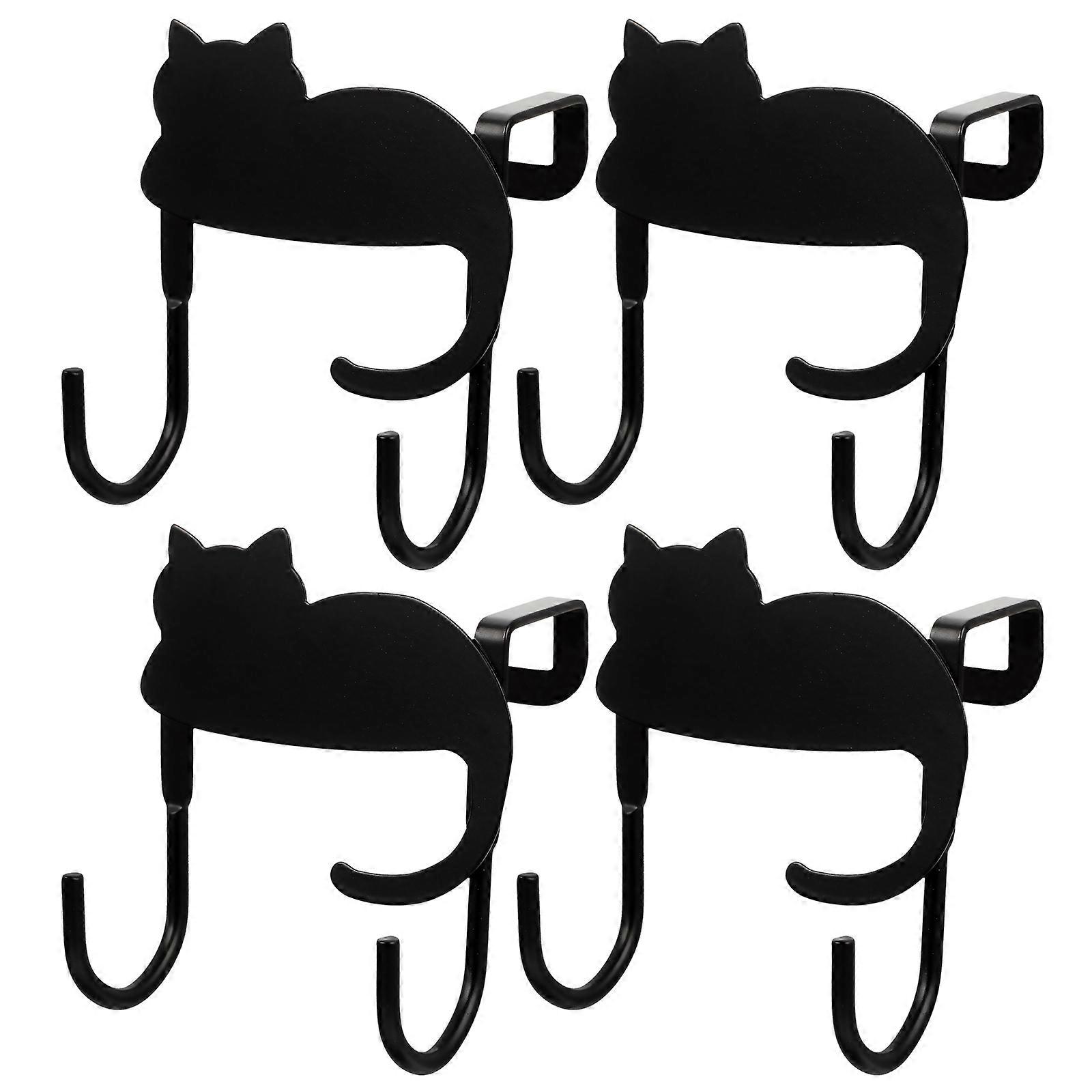 4pcs Wall Mounted Clothes Hat Hooks Cat Shaped Clothes Hook Creative Coat Rack