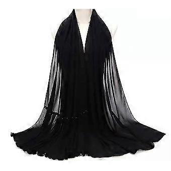 75*180cm Pearl Chiffon Shawl Islamic Women Headdress Pleated Crinkle Hijab Femme