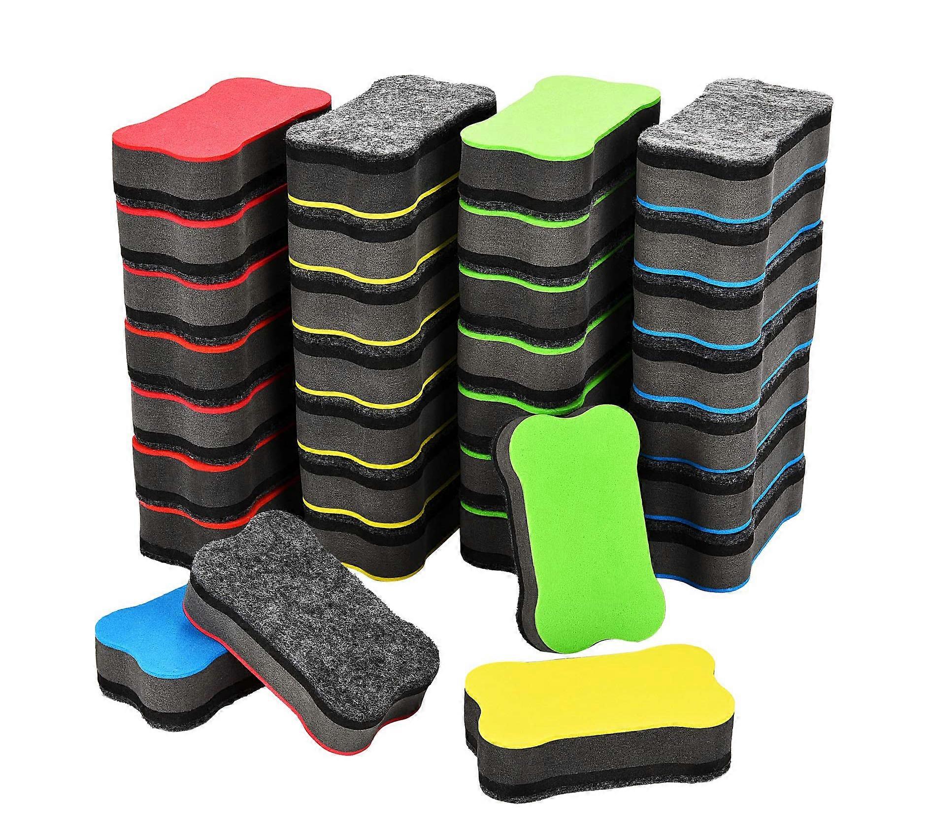 32 Magnetic Chalkboard Erasers - Random Colors - Ideal for Office Use