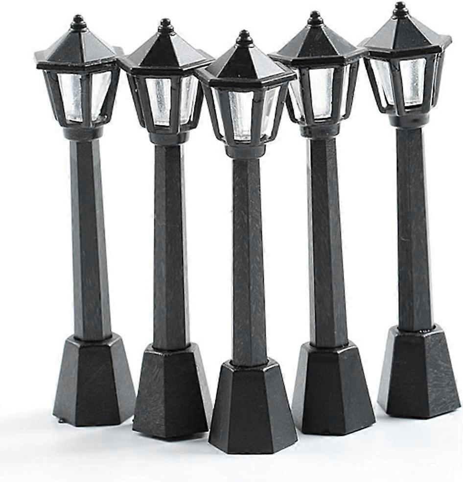 5pcs Mini Street Light Model Lamp Post Lights Outdoor Pathway Lantern Post Doll