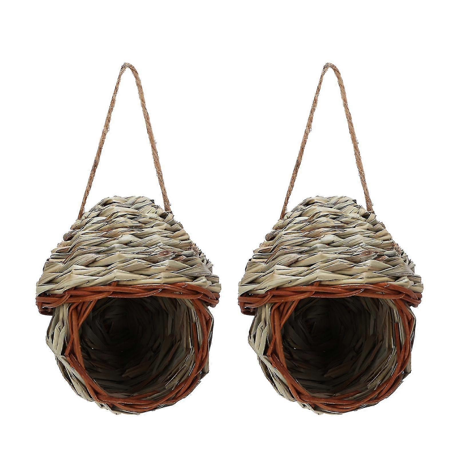 2pcs Bird Nests Straw Hand Woven Bird Nests House Simulation Natural Materials Suitable For Bird