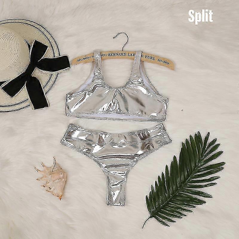 Women's Swimsuit Polyester Fabric Reflective Golden Silver Suitable For Summer Zekai VCNMR