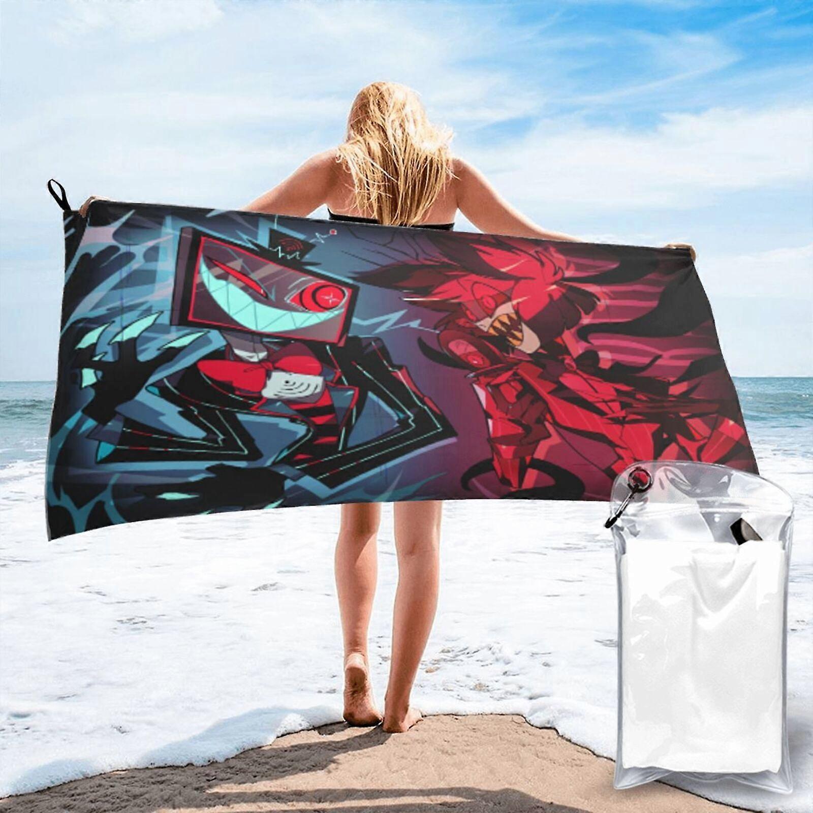 m209Hazbin Hotel Helluva Boss Microfibra de Secagem Rápida Super Absorvente Toalha Grande LXMT1122