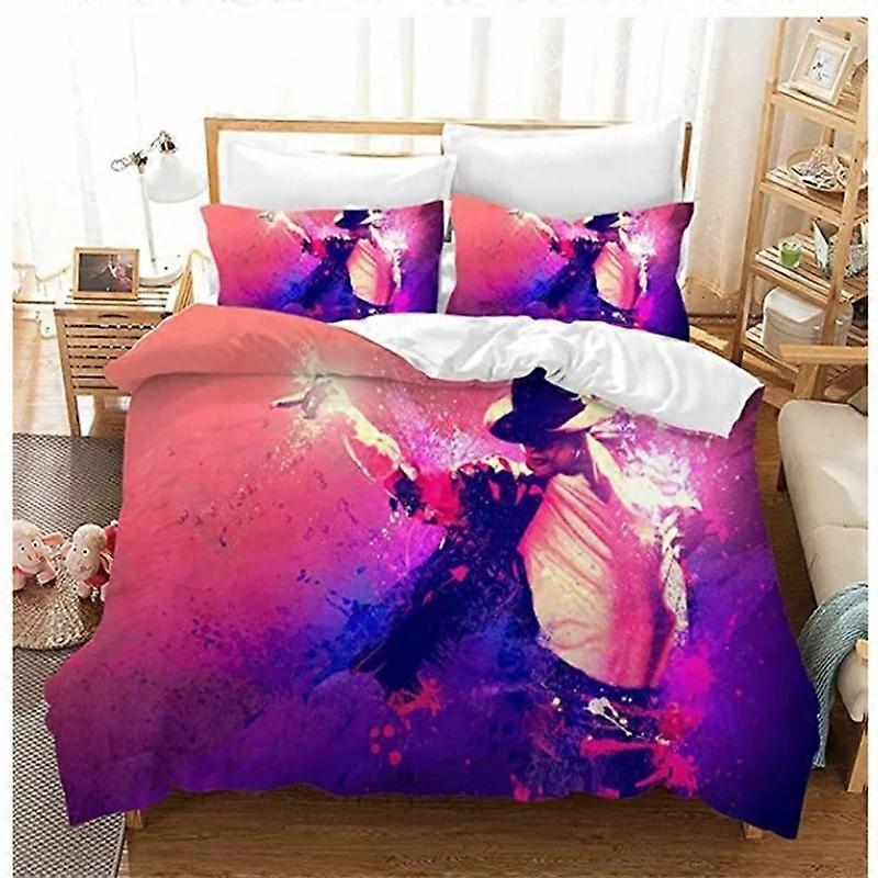 a2 Lençóis Michael Jackson Conjunto de Cama Dupla Music Genius Conjunto de Cama Quarto de Adolescente Conjunto de Capa de EdredomConjunto de Cama de 3 Peças (1 Capa de Edredom + 2 Travesseiros